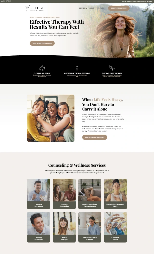 Vancouver WA Web Design 1 Therapist Website Design - Vancouver, WA